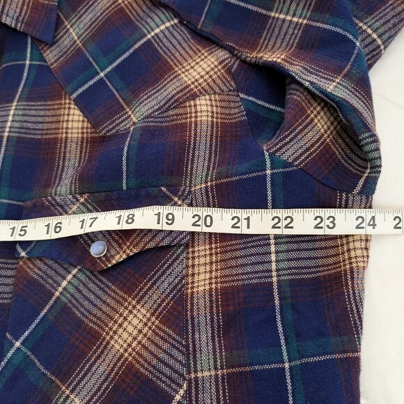 ROEBUCKS Men's XL Multicolor Plaid Flannel Pearl Snap Pocket Long Sleeve Western - Picture 14 of 15